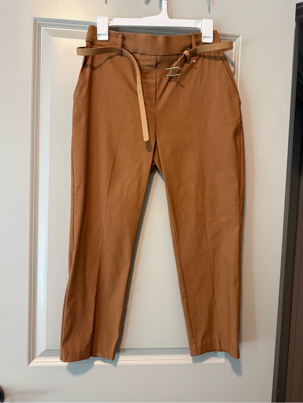 Jules & Leopold Cropped Ankle Pants in Rich Camel Brown